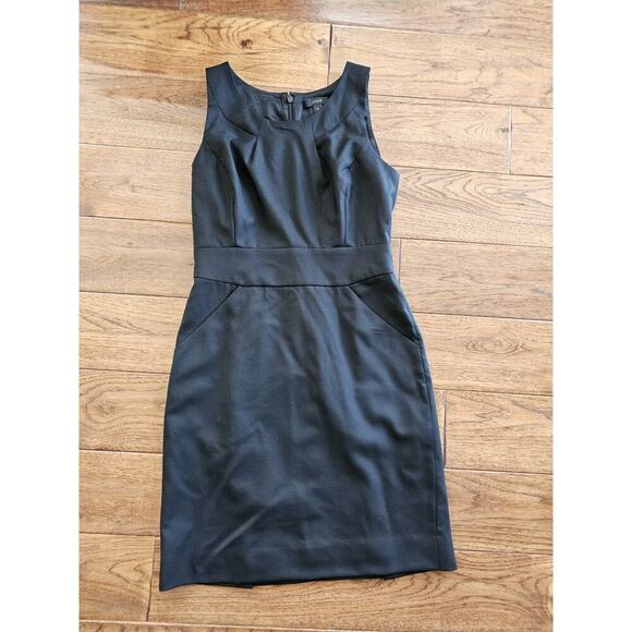 J. Crew Black Wool Sheath Dress, Size 2P Lined Black Career Party/Cocktail - Picture 3 of 12